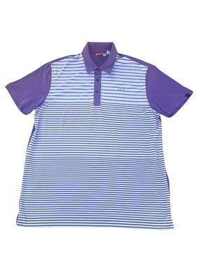 Puma Golf Polo Men’s XL Purple Cool Cell Striped Performance Shirt